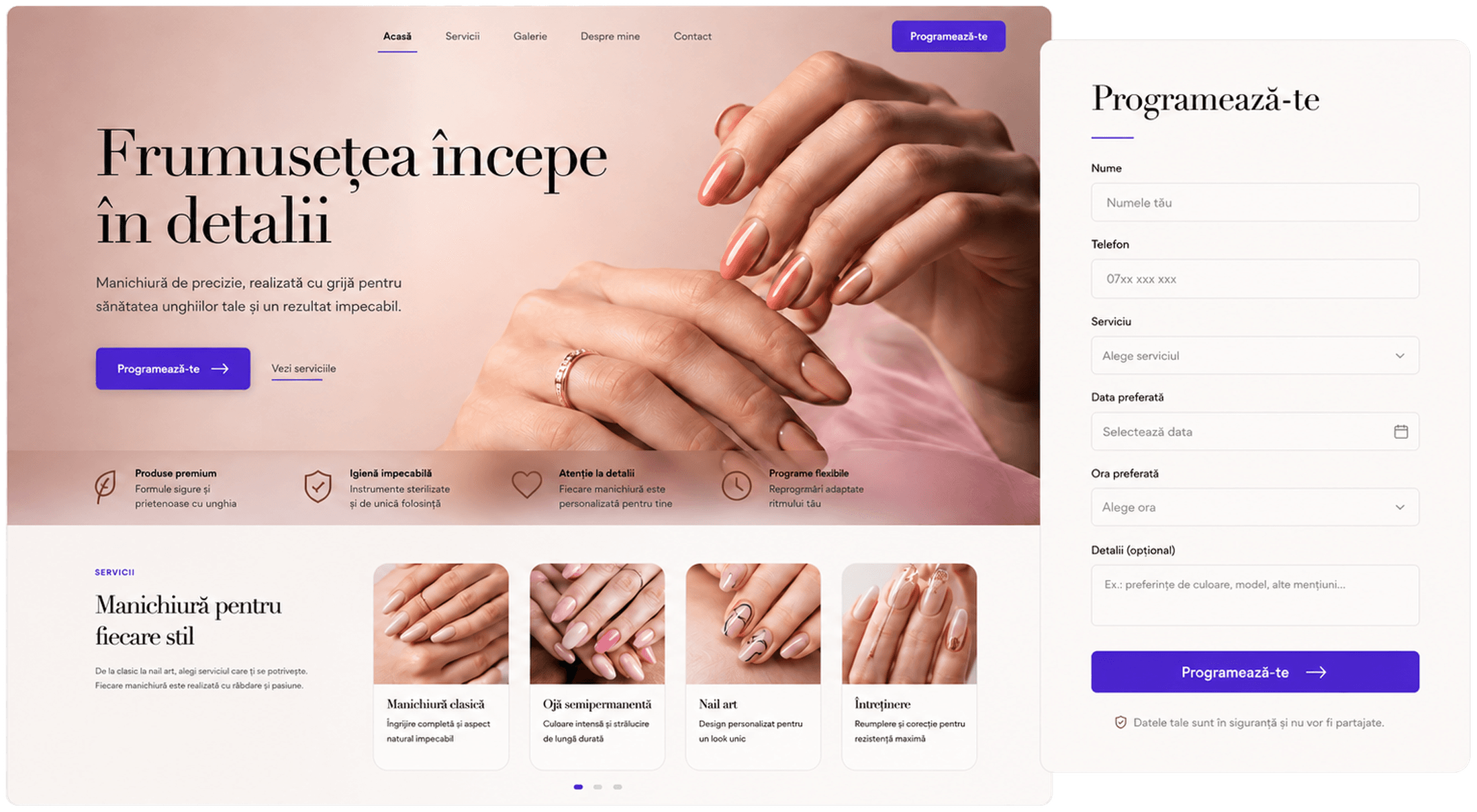 Website pentru programări la manichiură
