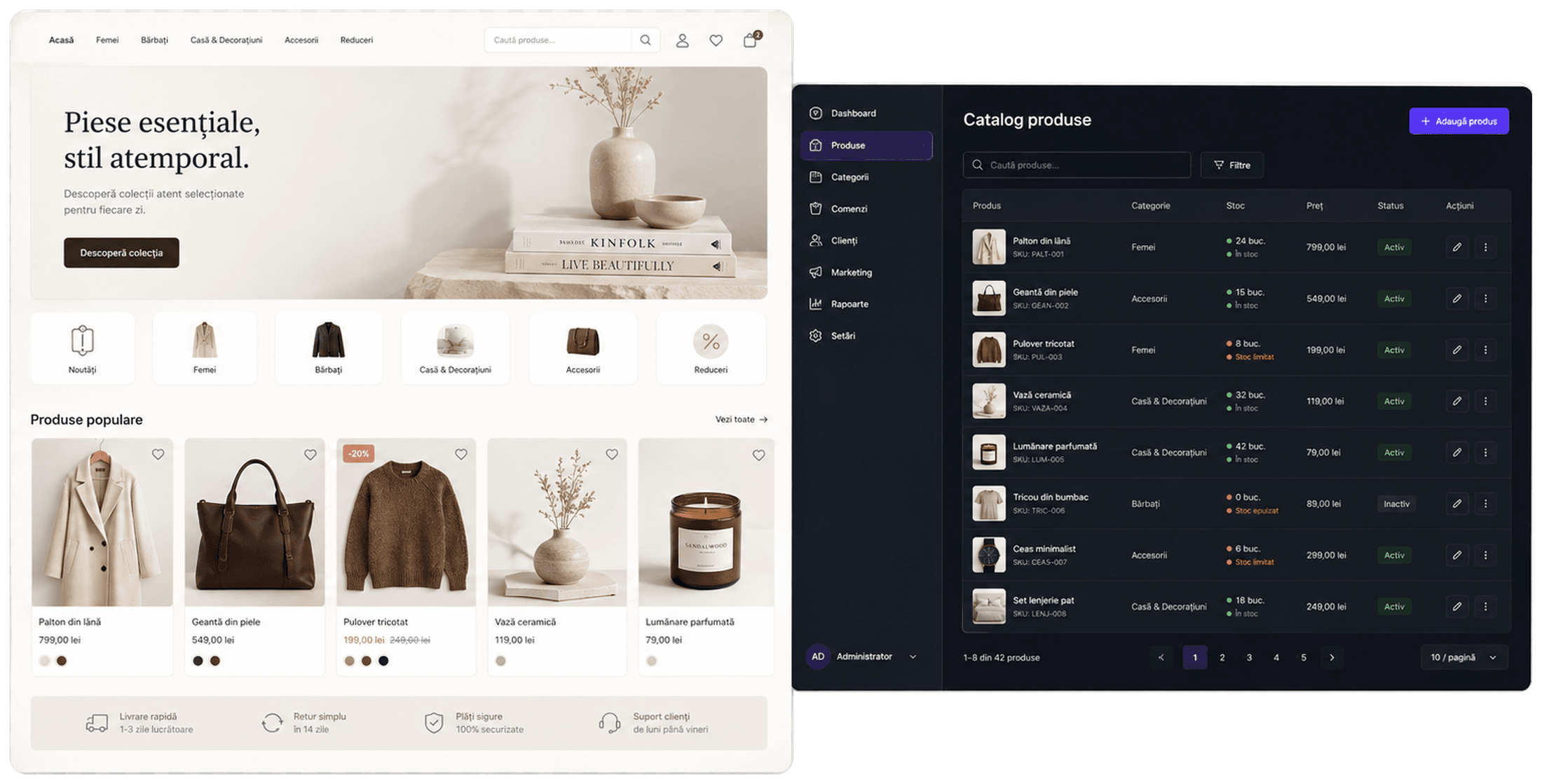 Magazin online cu administrare produse